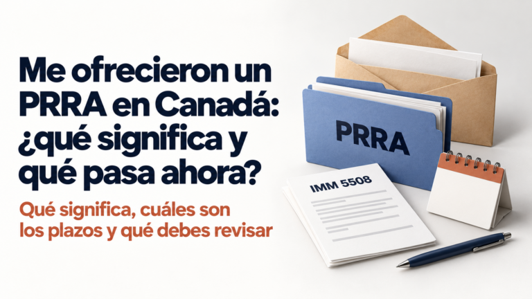 Carta de notificación PRRA, formulario IMM 5508 y calendario de plazos.
